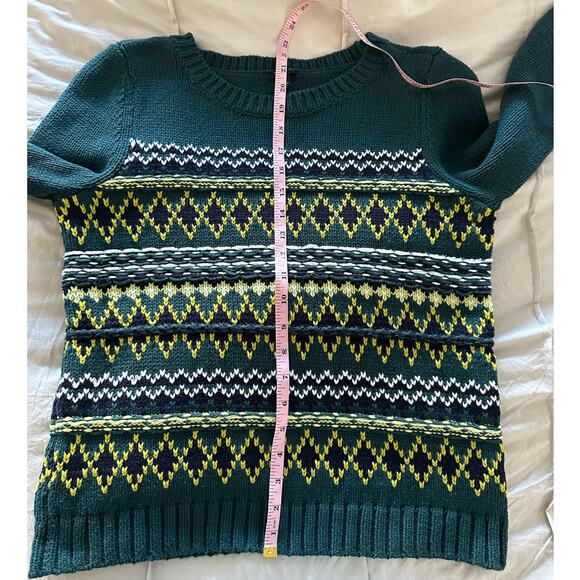 Talbots Petite Diamond Fair Isle Crewneck Sweater Medium - Picture 6 of 6